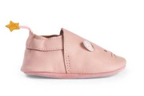 Moulin Roty - La petite école de danse - Chaussons cuir souris rose - 6/12 m