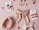 Rockahula - Lot de 4 pinces à cheveux - Cherry Stripe Fabric Clip