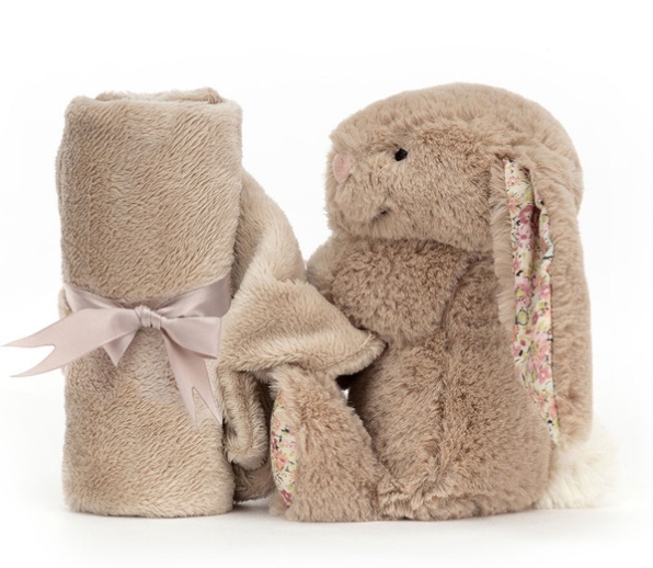 Jellycat - Doudou lapin beige fleurie -