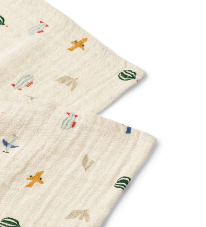 LIEWOOD - Lot de 2 langes Lewis Muslin - Aviatore/Ecru