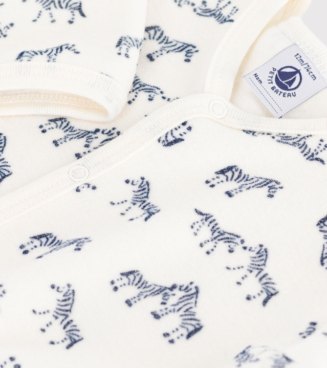 Petit Bateau - Pyjama bébé en velours imprimé zèbre