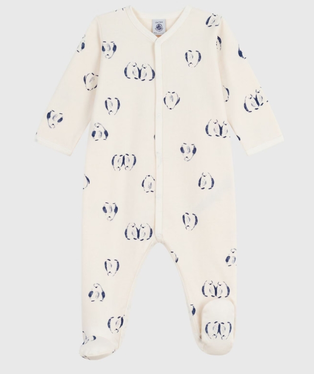 Petit Bateau - Pyjama bébé en molleton gratté avec col pétale imprimé fleuri