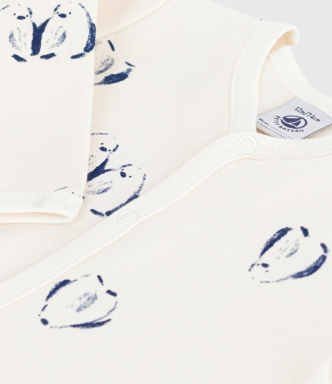 Petit Bateau - Pyjama bébé en molleton gratté avec col pétale imprimé fleuri