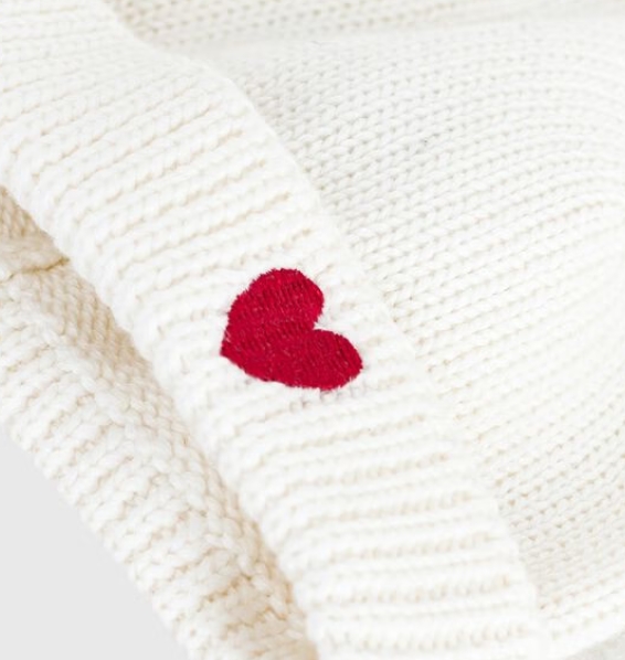 Petit bateau - Bonnet naissance tricoté en coton avec coeur