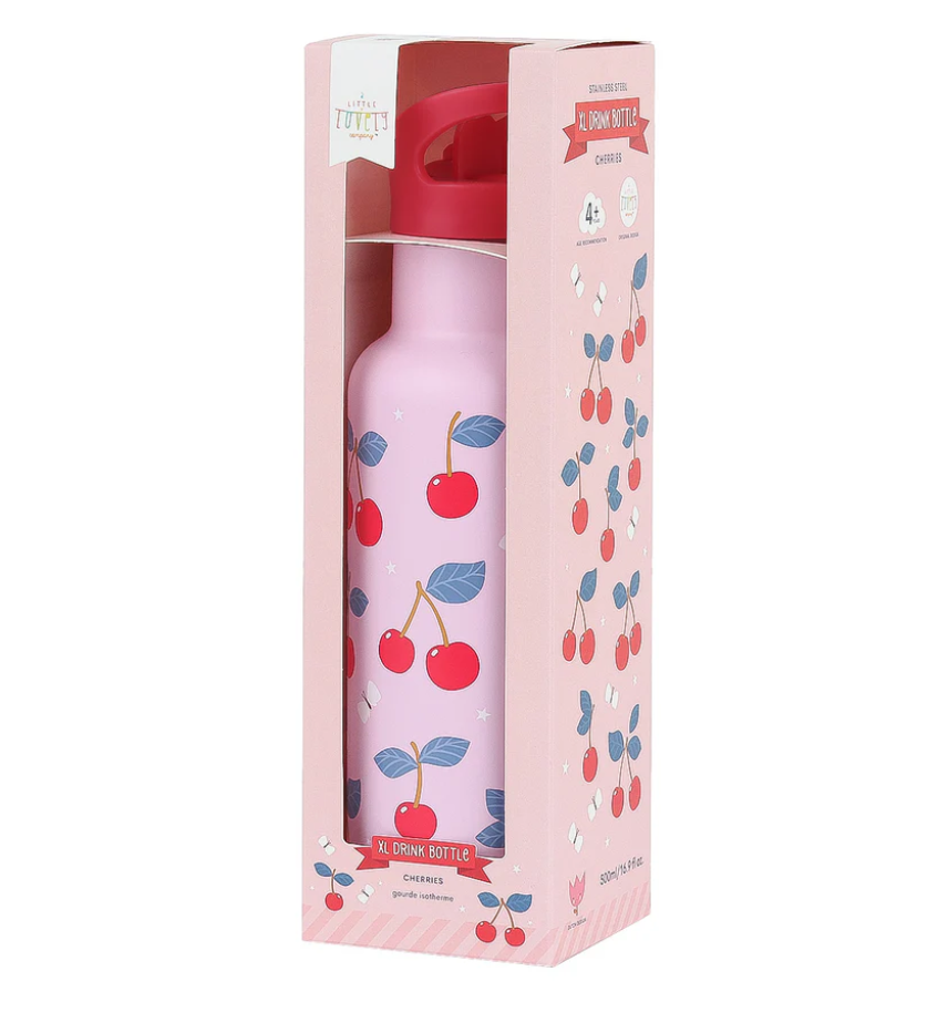 A Little Lovely Company - Gourde en inox - Cerises