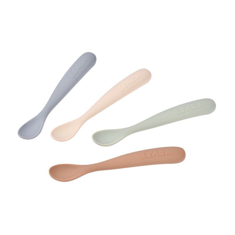 Beaba - Lot de 4 cuillères 1er âge silicone - Natural Set