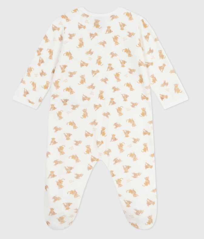 Petit Bateau - Pyjama bébé en velours imprimé tigres