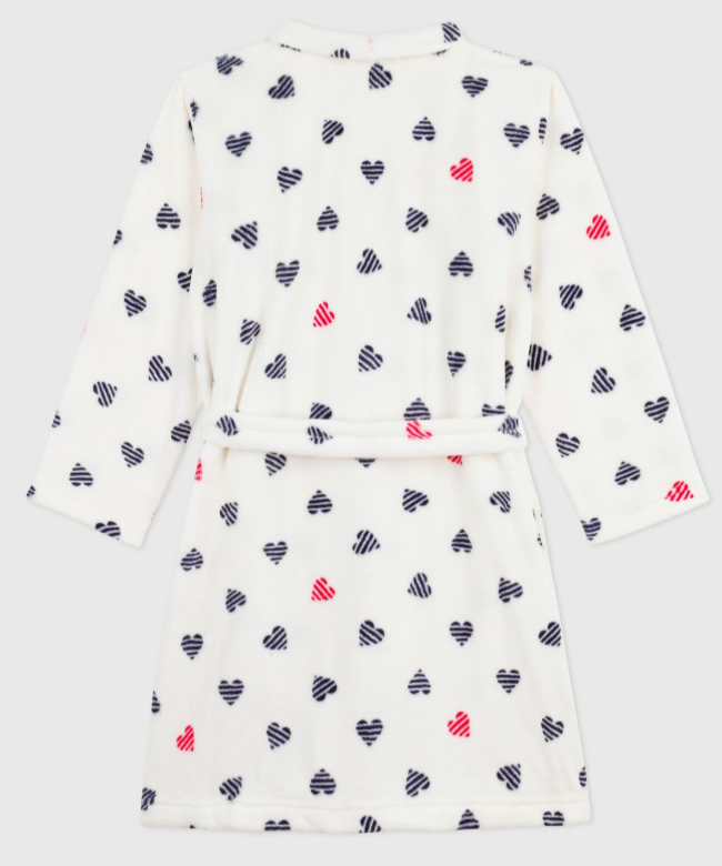 Petit Bateau - Peignoir enfant en polaire imprimé coeurs
