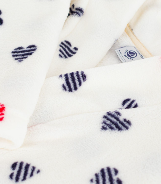 Petit Bateau - Peignoir enfant en polaire imprimé coeurs