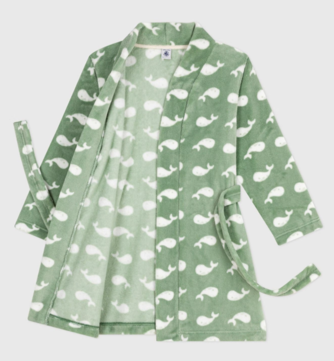 Petit Bateau - Peignoir enfant en polaire imprimé coeurs