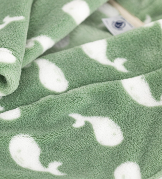 Petit Bateau - Peignoir enfant en polaire imprimé coeurs