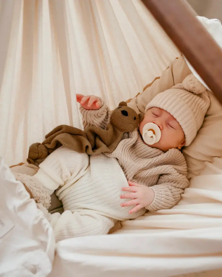 Moonboon - Hamac bébé avec moteur Connect Basic + Trépied - Nature / Cream White.webp