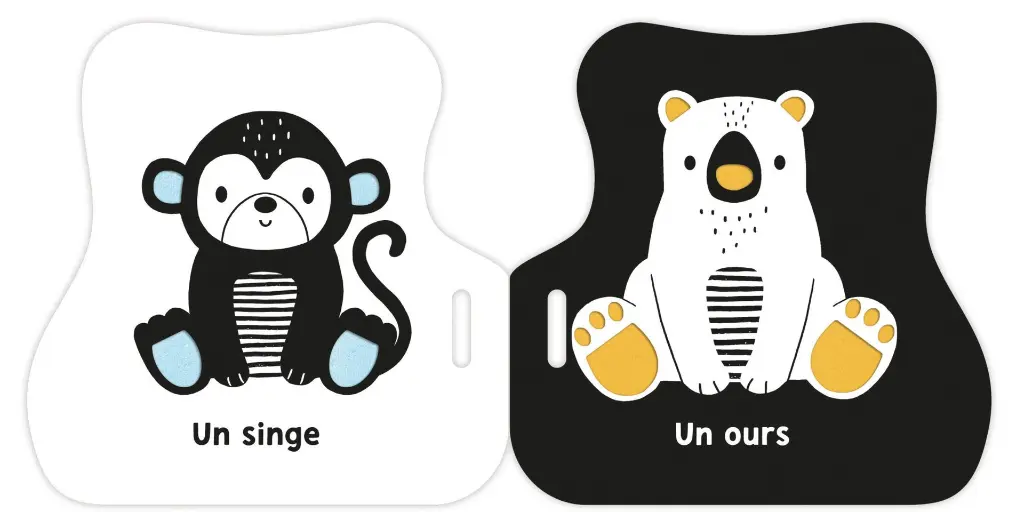 Auzou - Mon premier livre poussette en noir et blanc - Animaux mignons 2.webp