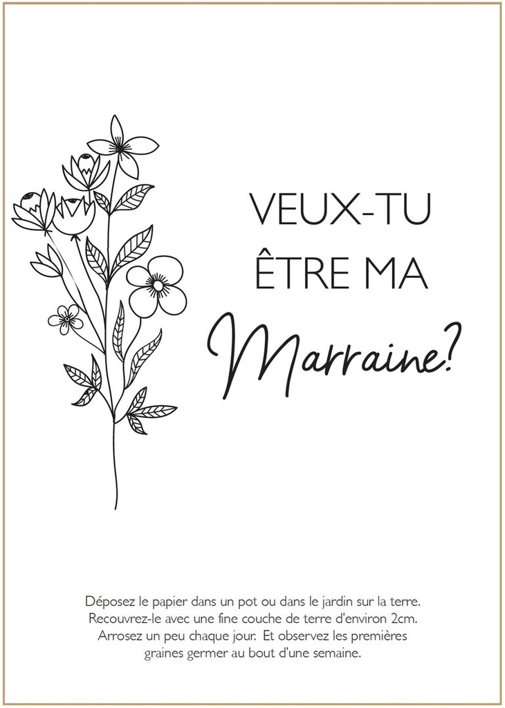 Minimou - Voeux en tube avec papier ensemencé - Veux-tu être ma marraine ?