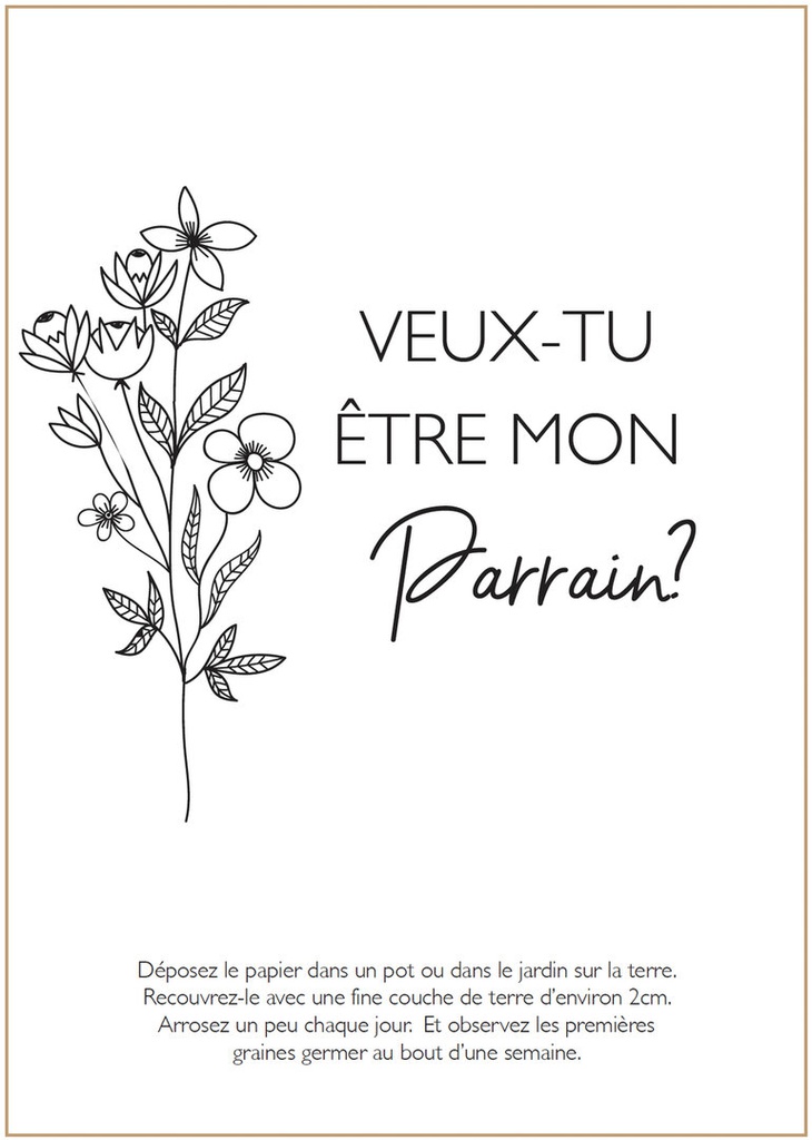 Minimou - Voeux en tube avec papier ensemencé - Veux-tu être ma marraine ?