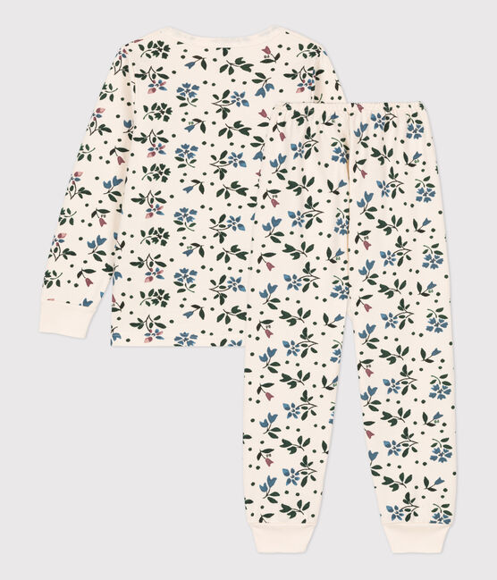 Petit Bateau - Pyjama en molleton - Blanc / fleurs