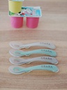 Béaba - Lot 4 cuillères 2ème âge silicone Gris velours/Vert sauge