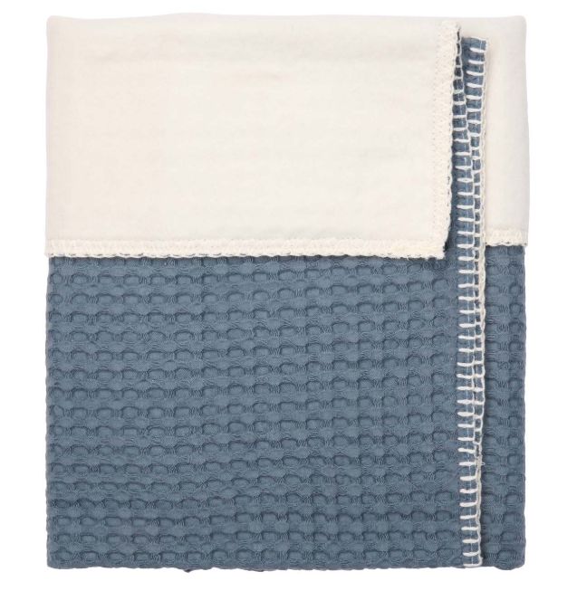 Koeka - Couverture Berceau cotton polaire - 75x100 cm - Amsterdam - Bluestone