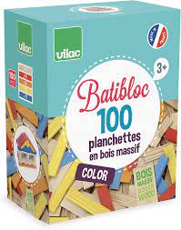 Vilac - Batibloc - 100 planchettes en bois massif - Dés 3 ans