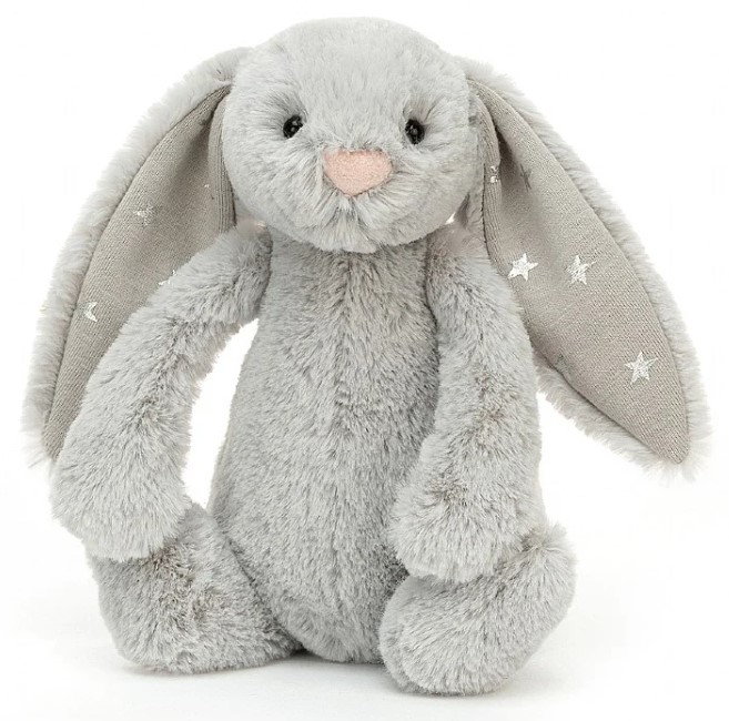 Jellycat - Peluche lapin gris avec étoiles - Small