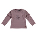 BABYFACE - T-shirt longues manches fille - Mauve / rayures blanches