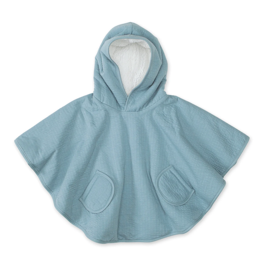 Bemini - Poncho de Voyage 9/36m Tetra jersey + Teddy - Bleu Minéral