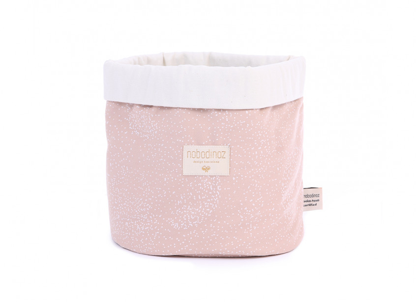 Nobodinoz - Panier Panda - Medium - White Bubble/ Misty Pink