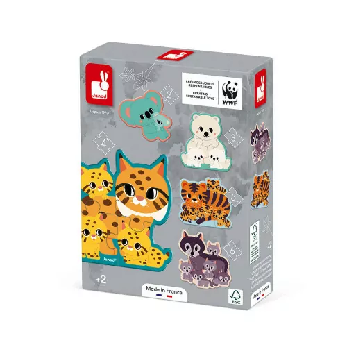 Janod - Lot de 5 puzzles évolutifs animaux - Dès 2 ans