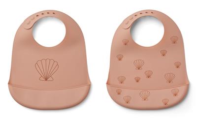 LIEWOOD - Lot de 2 bavoirs en silicone Tilda - Seashell Pale Tuscany