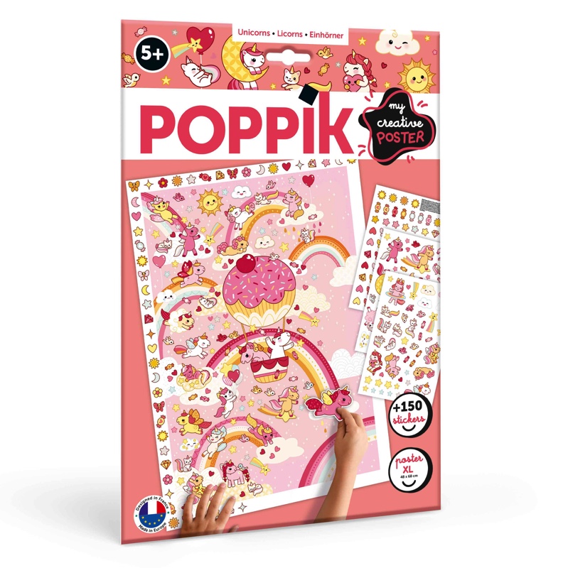 Poppik - Poster créatif + 150 stickers - Licorne