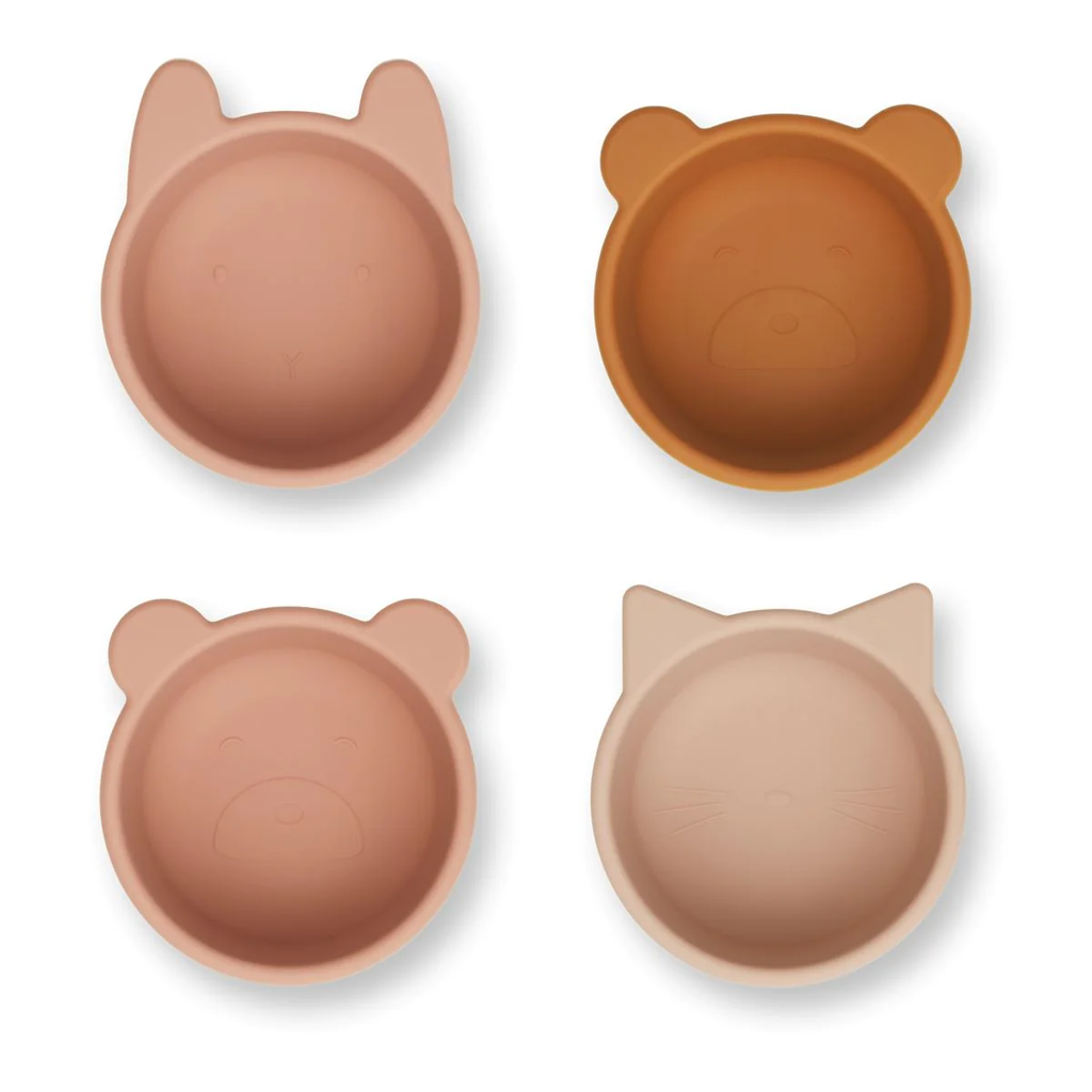 LIEWOOD - Lot de 4 Bols en silicone Malene - Rose Multi Mix