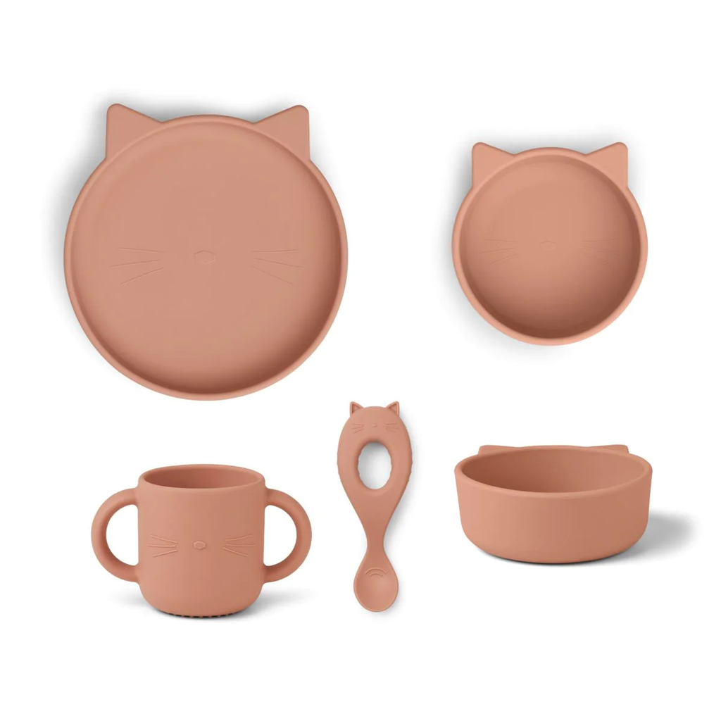 Liewood - Coffret repas en silicone Vivi - Cat Dark Rose