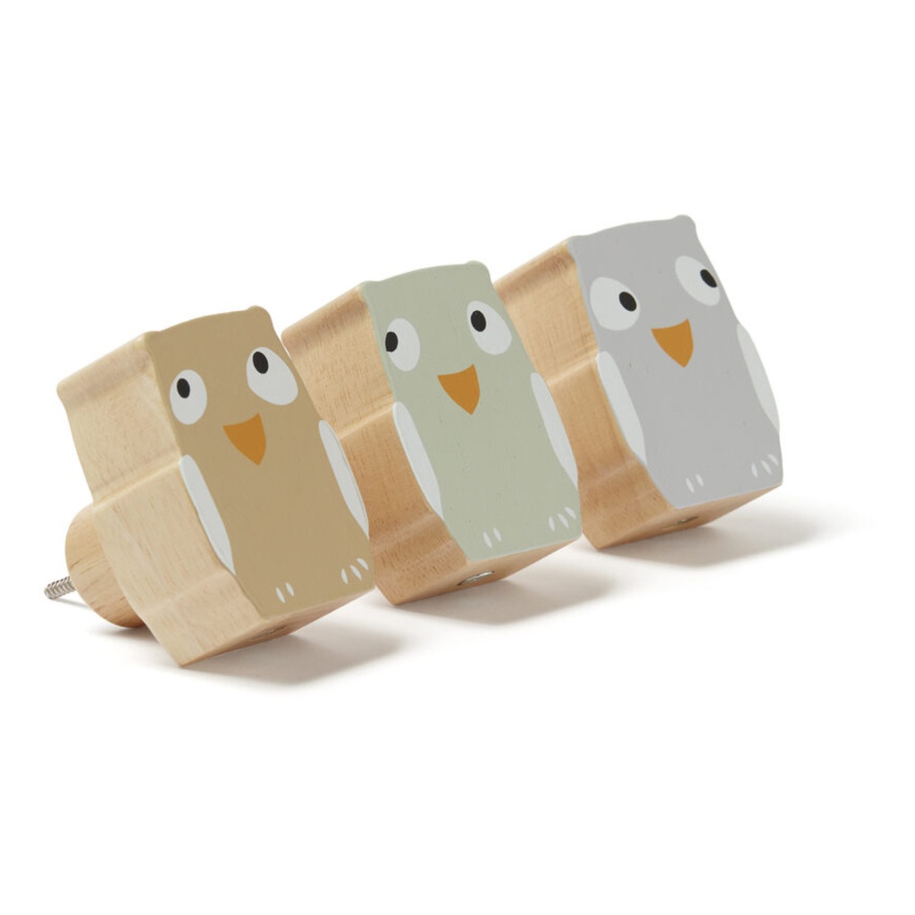 Kid's Concept - Lot de 3 patères chouettes en bois