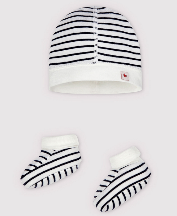 Petit bateau - Lot de 2 pièces - Bonnet et chaussons - Marinière