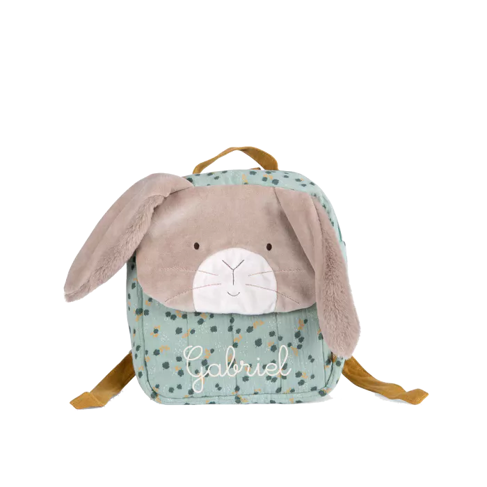 Moulin Roty - Sac à dos Lapin Sauge - Trois Petits Lapins