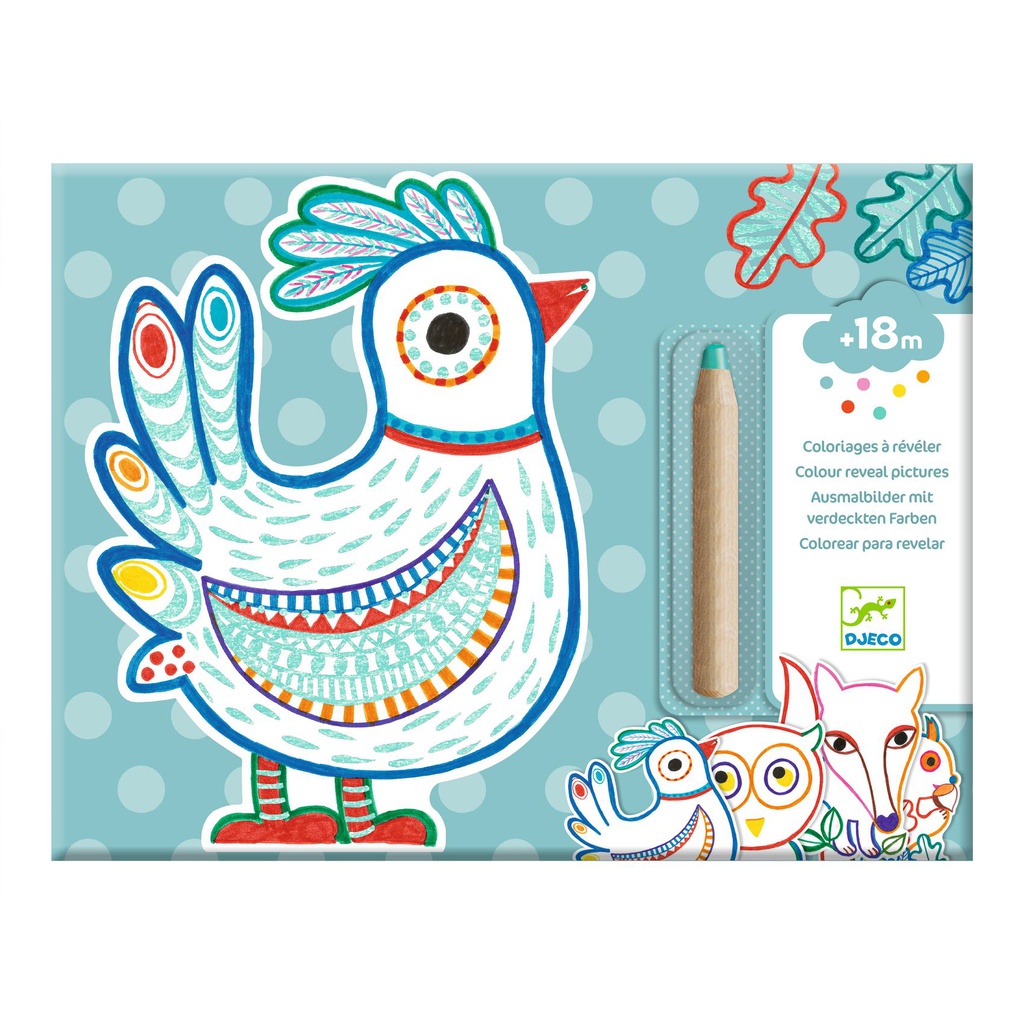 DJECO - Coloriages à révéler poule - 18 mois +