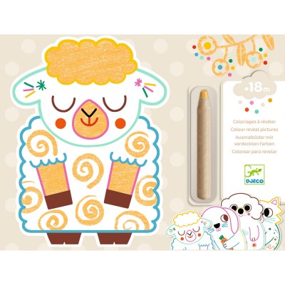 DJECO - Coloriages à révéler mouton - 18 mois +