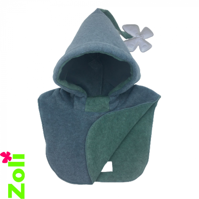 Zoli - Capuchon bébé polaire - 6/24 mois - Bleu gris/pistache