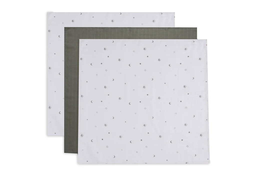 Jollein - Set de 3 langes 70x70 Gaze de Coton Stargaze - Leaf Green