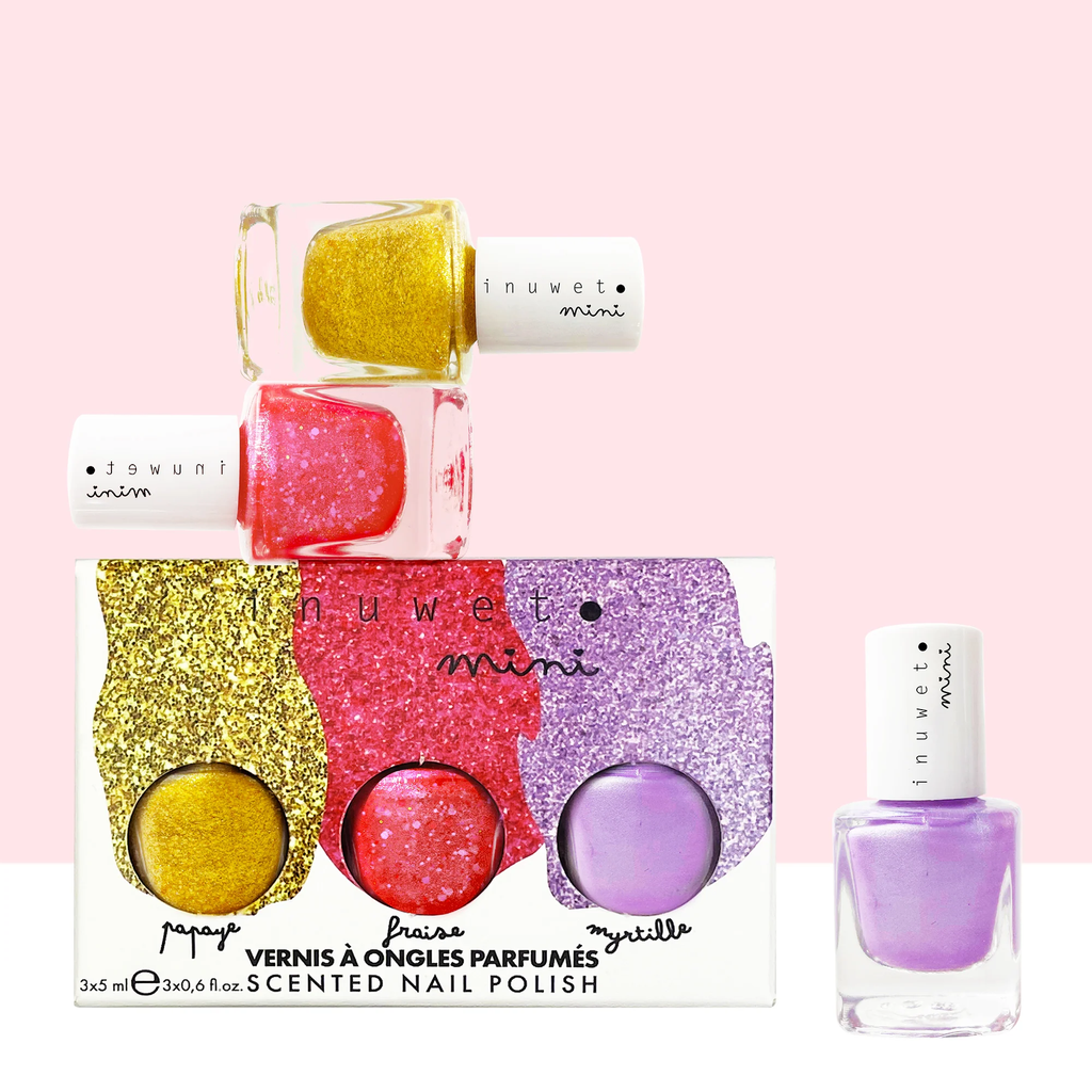 Inuwet - Lot de 3 vernis parfumés - Papaye/myrtille/fraise