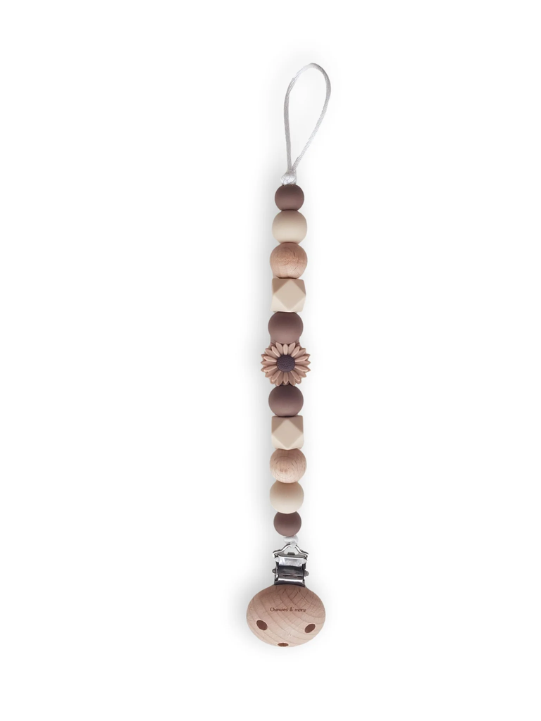 Chewies&amp;More - Attache-tétine Beads Daisy Wood - Brun