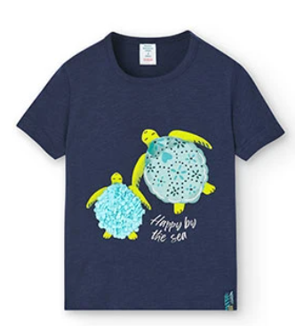 Boboli - T-shirt bleu marine pour fille - Tortue