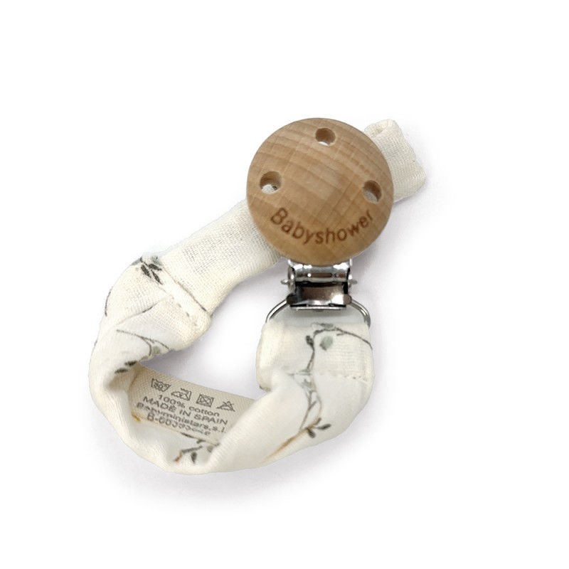 Babyshower - Attache-tétine Wood - Olive Bloom
