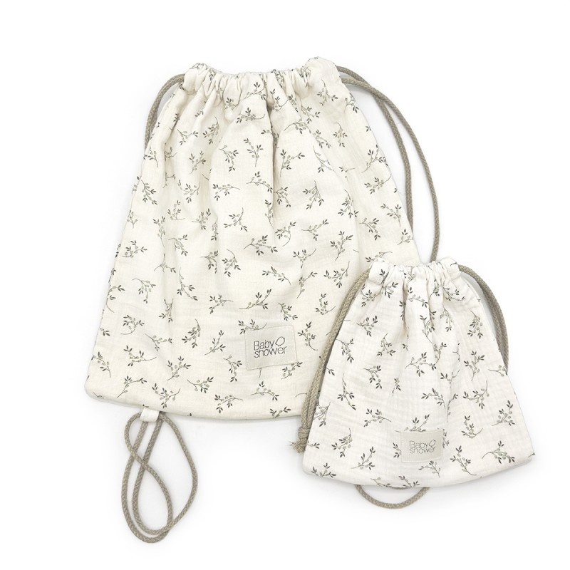 Babyshower - Set de 2 Petits Sacs Snack - Olive Bloom