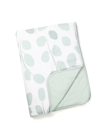 Doomoo -  Couverture douce en coton organique - Dream Leaves Aqua Green