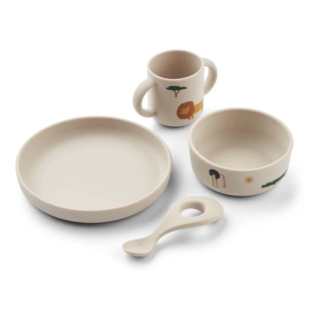 Liewood - Coffret repas en silicone Vivi - Safari/Sandy