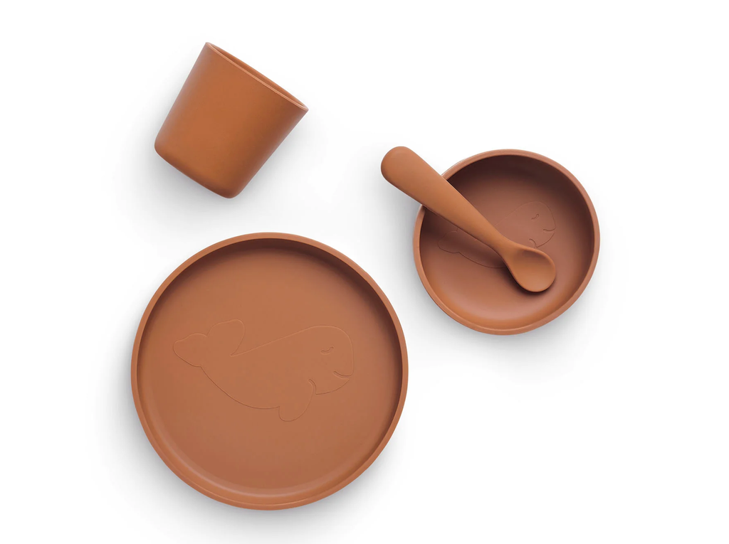 Jollein - Set de repas Bébé Silicone (4 pièces) - Caramel