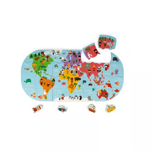 Janod - Puzzle carte des explorateurs du bain