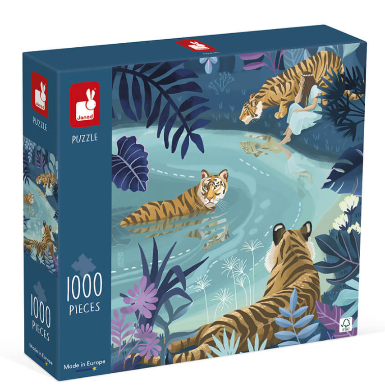 Janod - Puzzle Tigres au Clair de Lune - 1000 pièces