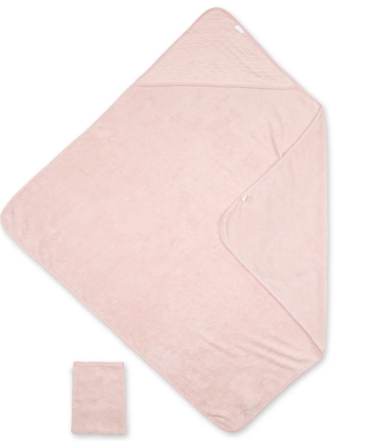 Bemini - Cape de Bain - 90x90 cm - Jacquard Fleur vieux rose Terry